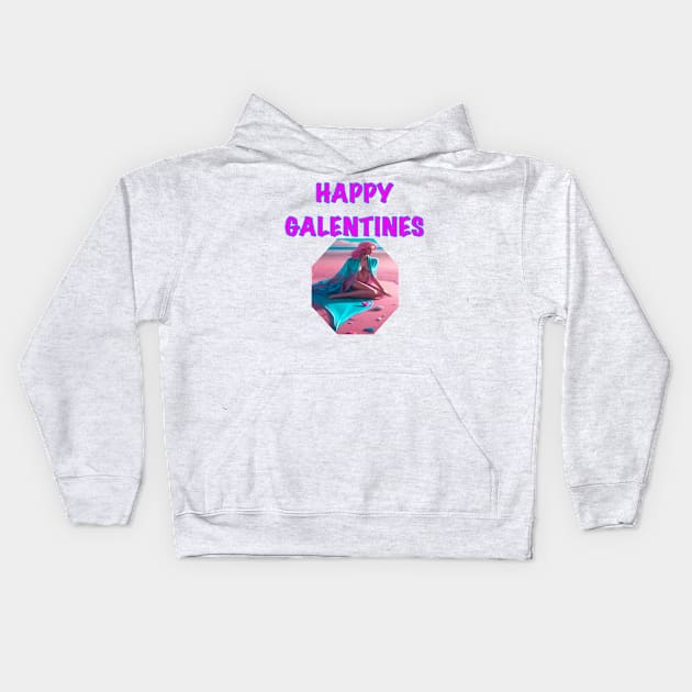 Galentines day beach girl Kids Hoodie by sailorsam1805